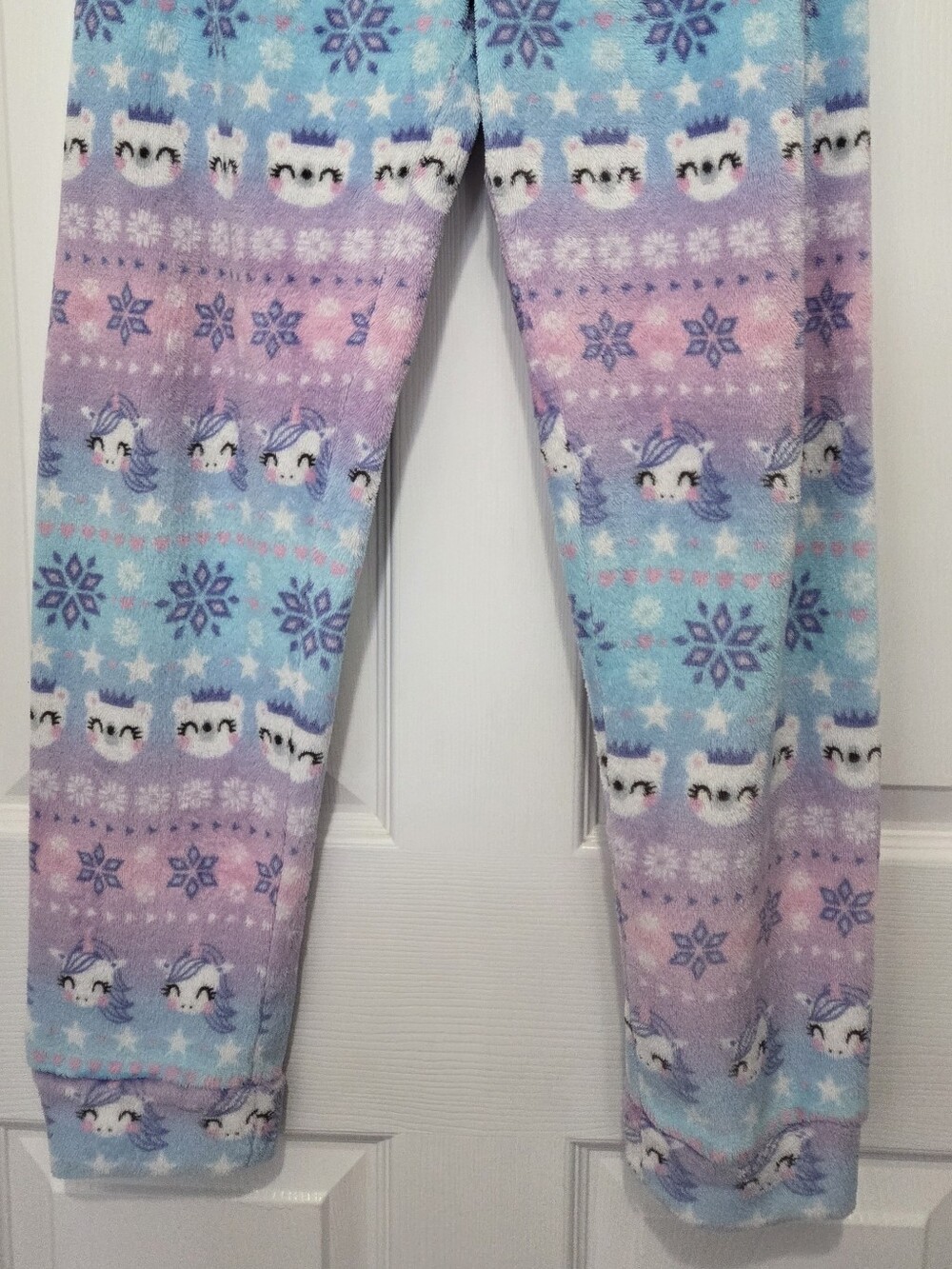 The Children's Place Girls Unicorn Blue & Purple Soft Fleece Pajamas Size XL 14 - Picture 9 of 11